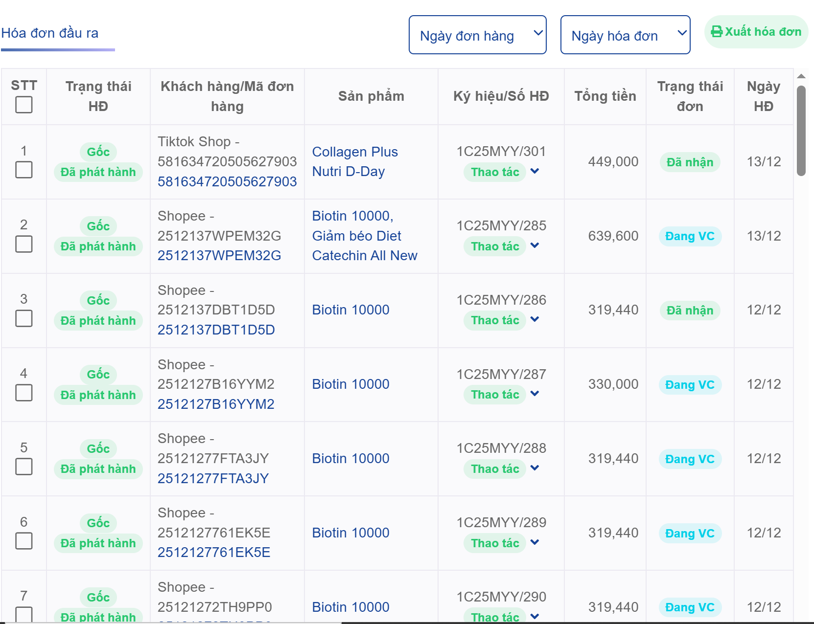 Xuất hóa đơn điện tử từ máy tính tiền cho shop online shopee, tiktok shop